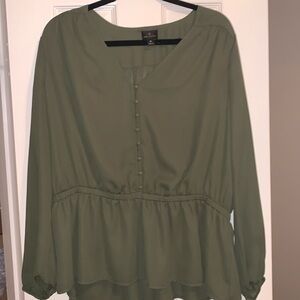 Worthington olive green peplum blouse